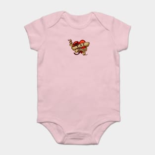 Cat Mom in Retro Heart Tattoo Style Baby Bodysuit